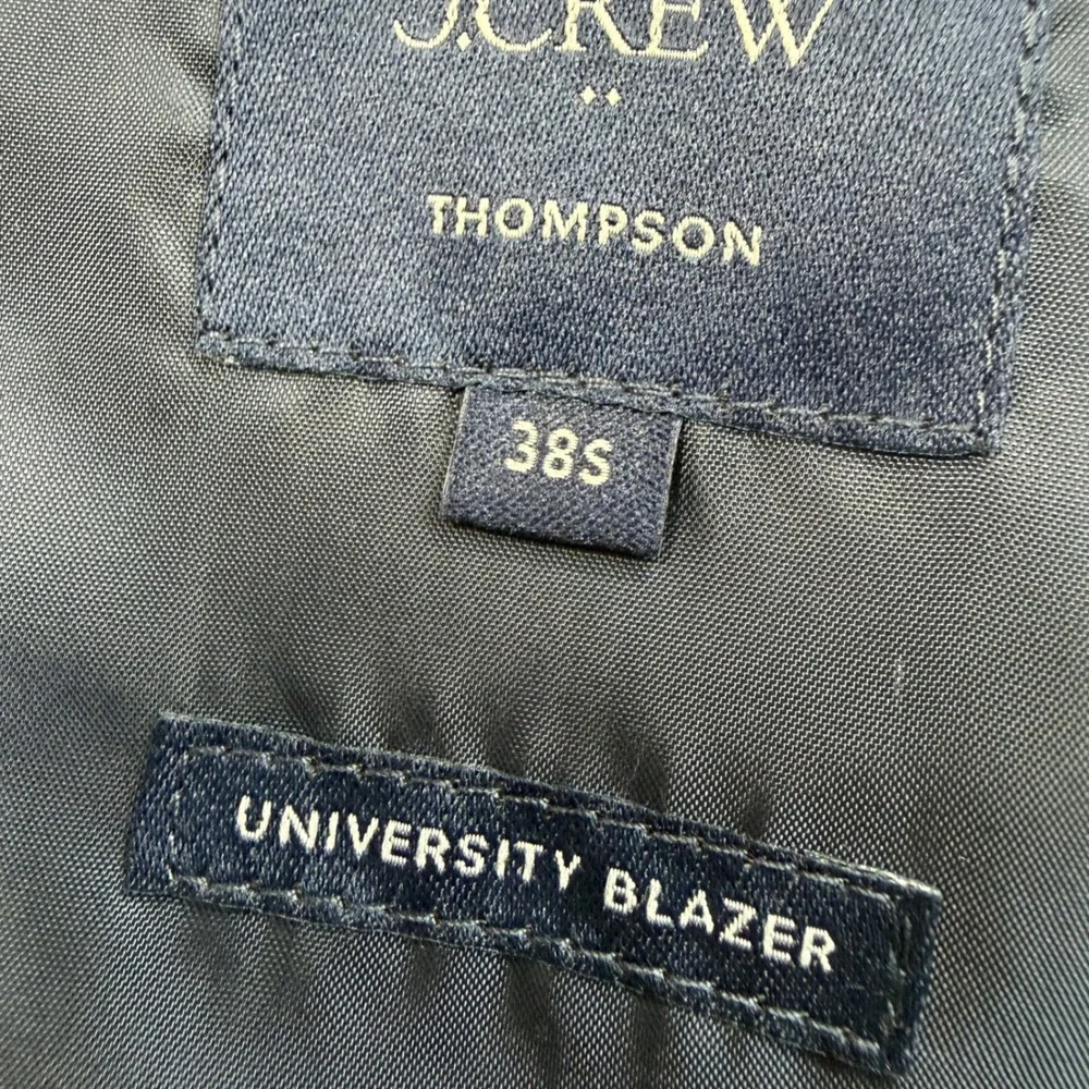 J.Crew Mens Size 38S Thompson University Blazer Navy Blue Gold Button Wool Blend